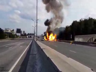 explosion of balloons on the road